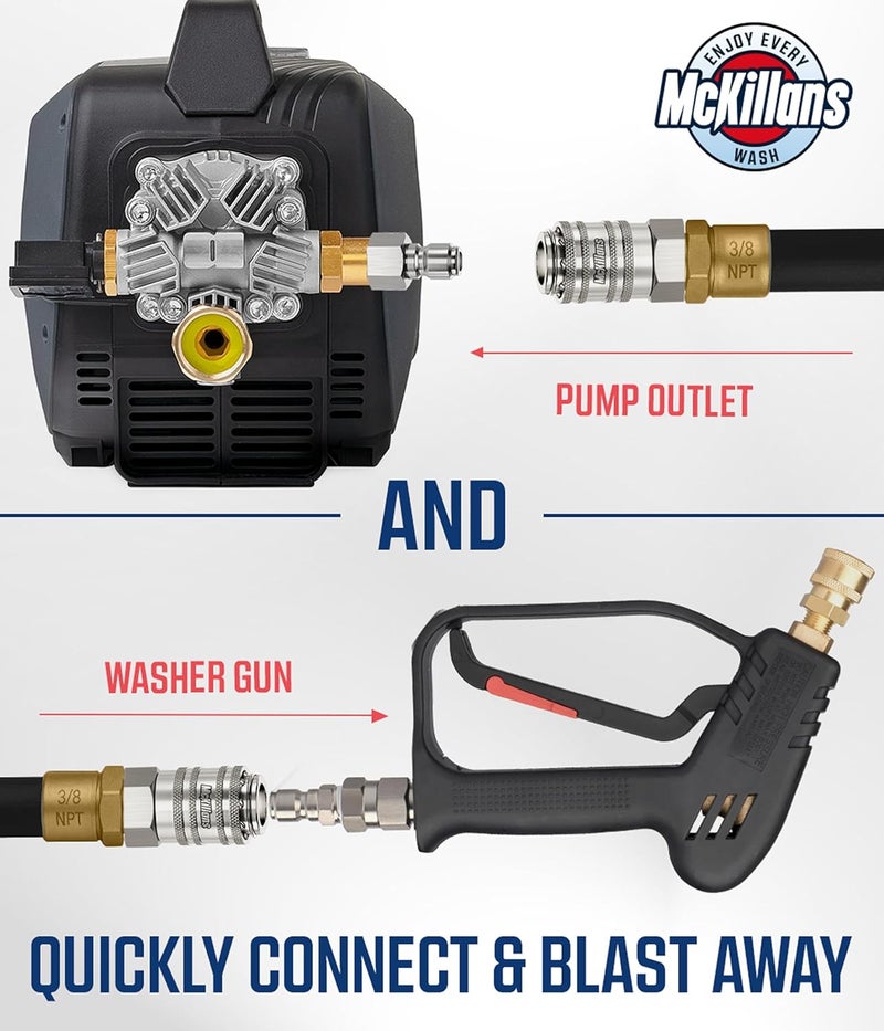 McKillans ® Automatic 3/8" NPT Female Quick Connect Fittings - Stainless Steel - 3/8" Pressure Washer Quick Connect Kit - Power Washer NPT 3/8" Quick Connect Fittings - PUSH-TO-CONNECT - Image 4